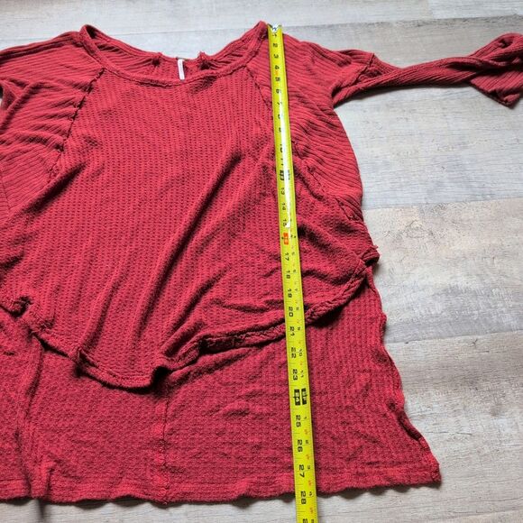 Free People Sweater Sz S Adult Red Burgundy Pullover Long Stretch Modern Womens - Picture 4 of 5